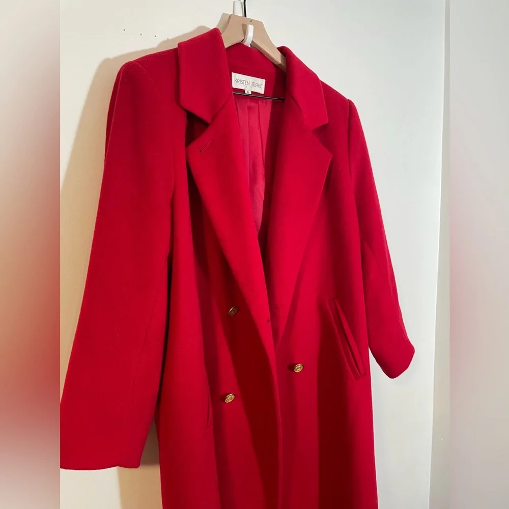 Vintage Kristen Blake Red Wool Blend Trench Coat Size 8 Union Tag EUC - Picture 5 of 13